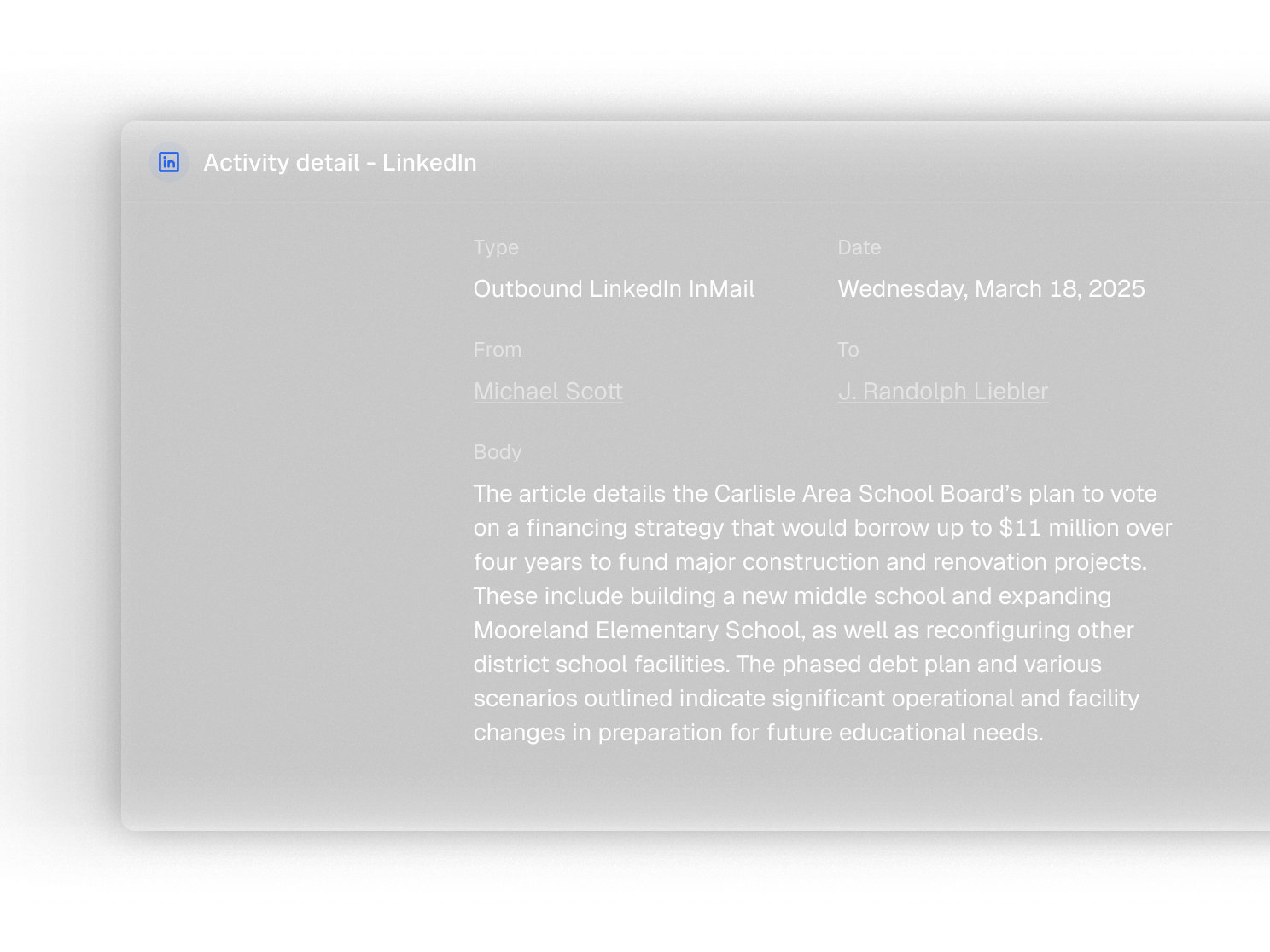 Athean interface: LinkedIn automation